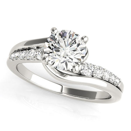 (1 1/4 cttw) Bypass Style Round Diamond Ring - 14k White Gold