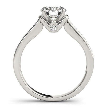 (1 1/8 cttw) Round Diamond Engagement Ring Band Stones - 14k White Gold