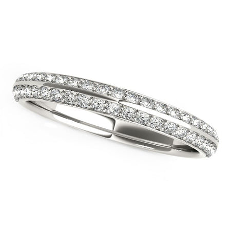 (1/4 cttw) Two-Row Pave Set Diamond Wedding Band - 14k White Gold