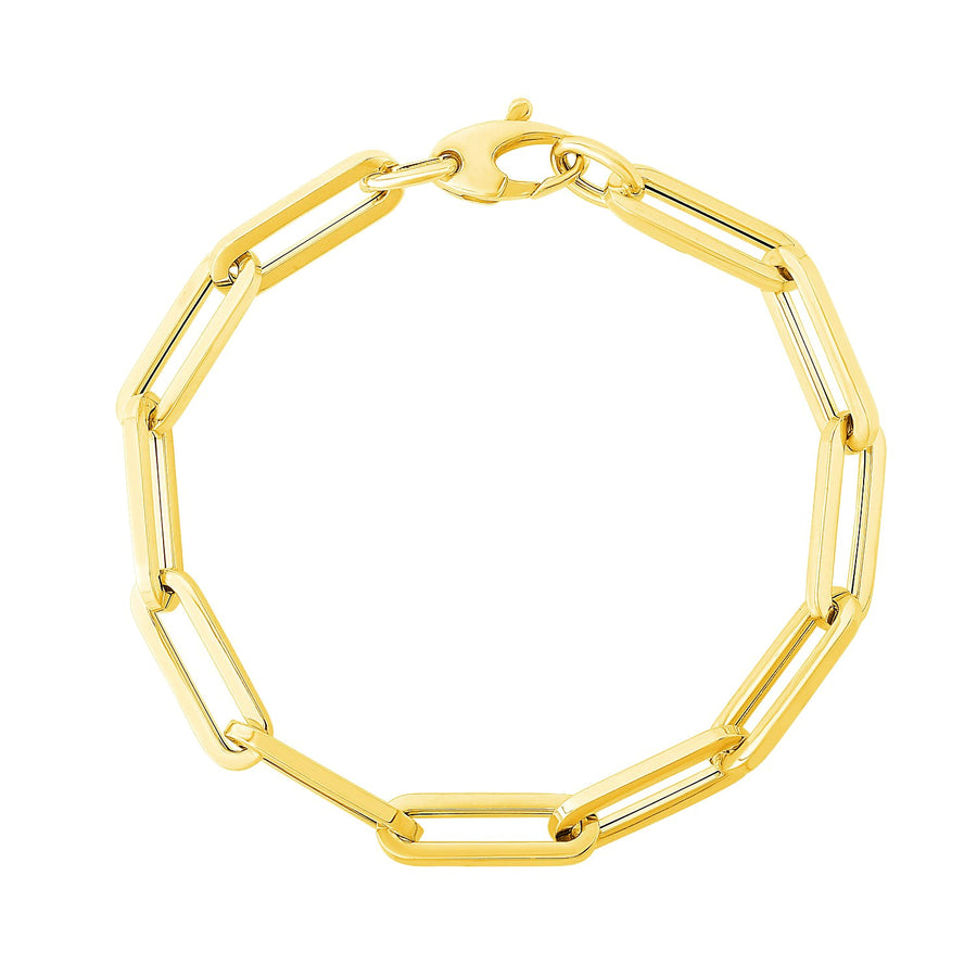 14K Yellow Gold Extra Wide Paperclip Chain Bracelet