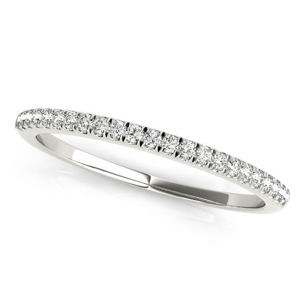 (1/8 cttw) Diamond Pave Set Wedding Band - 14k White Gold