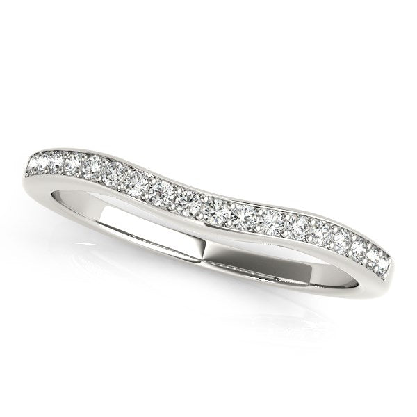 (1/4 cttw) Channel Curved Diamond Wedding Band - 14k White Gold