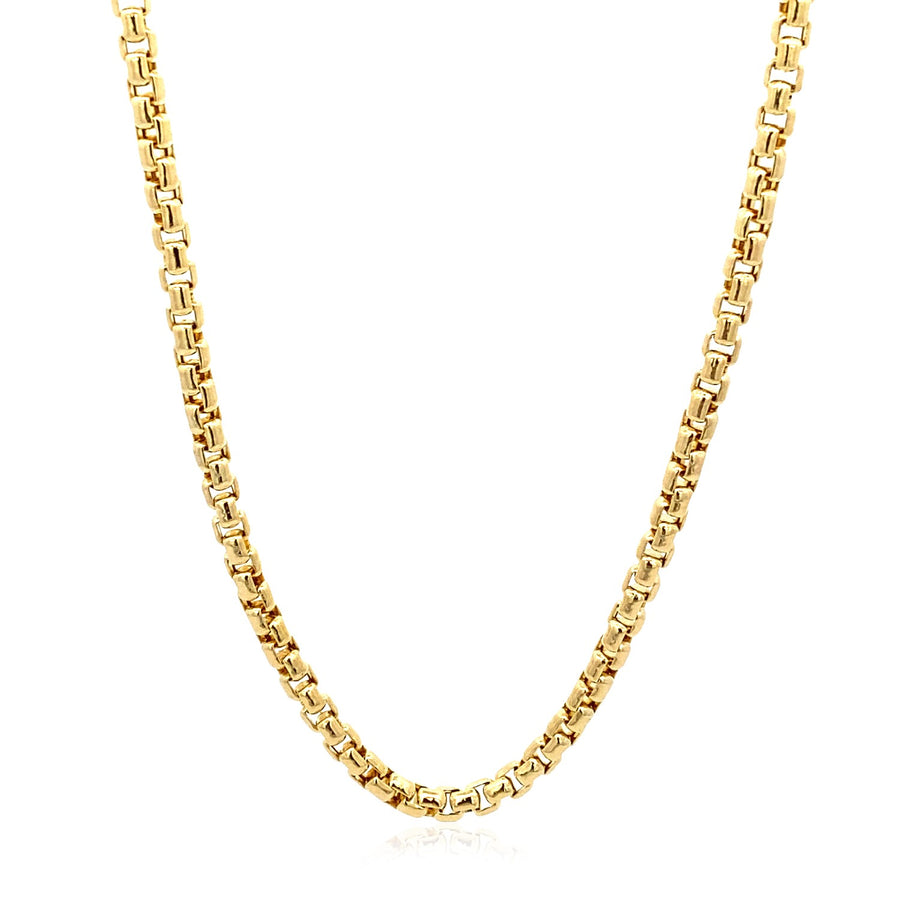 3.4mm Round Box Chain - 14k Yellow Gold