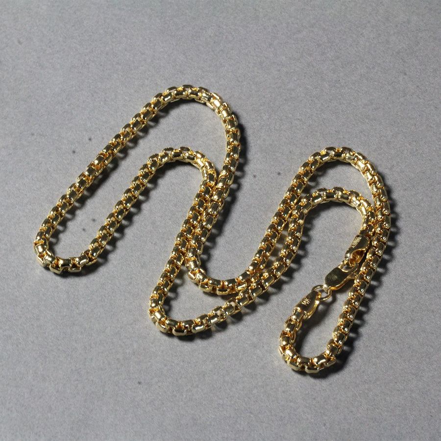 3.4mm Round Box Chain - 14k Yellow Gold