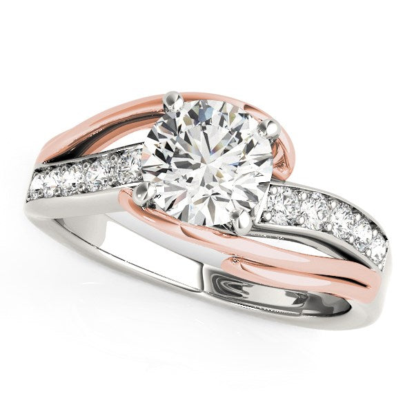 (1 1/8 cttw) Bypass Shank Diamond Engagement Ring - 14k White And Rose Gold