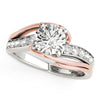 (1 1/8 cttw) Bypass Shank Diamond Engagement Ring - 14k White And Rose Gold