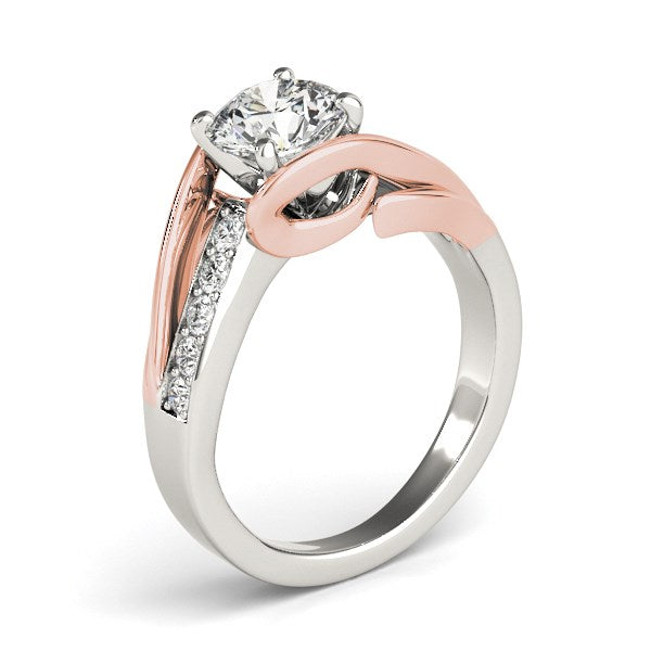 (1 1/8 cttw) Bypass Shank Diamond Engagement Ring - 14k White And Rose Gold