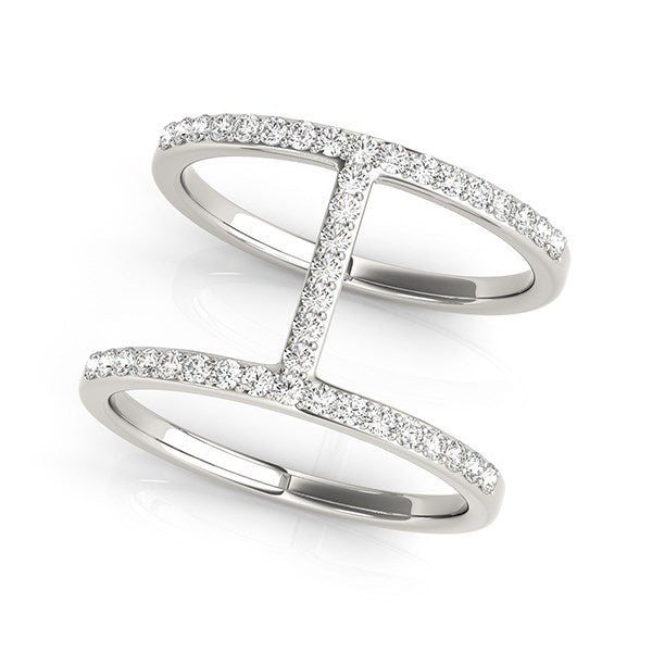 (3/8 cttw) Dual Band Bridge Style Diamond Ring - 14k White Gold