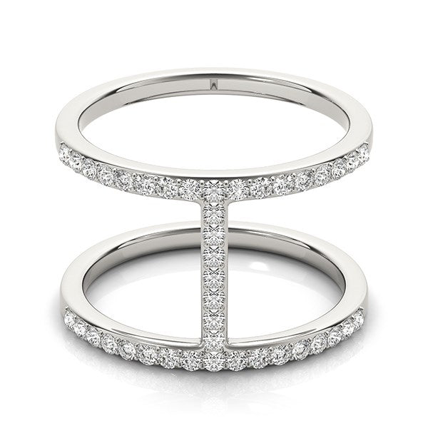 (3/8 cttw) Dual Band Bridge Style Diamond Ring - 14k White Gold