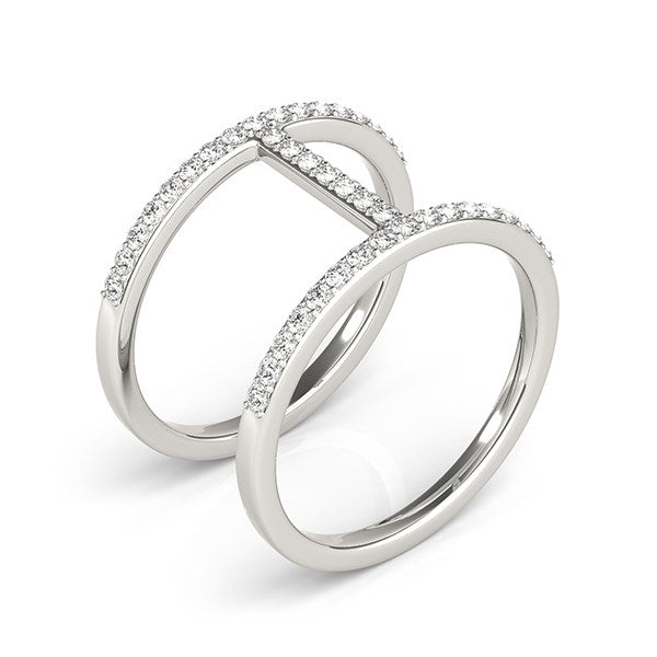 (3/8 cttw) Dual Band Bridge Style Diamond Ring - 14k White Gold