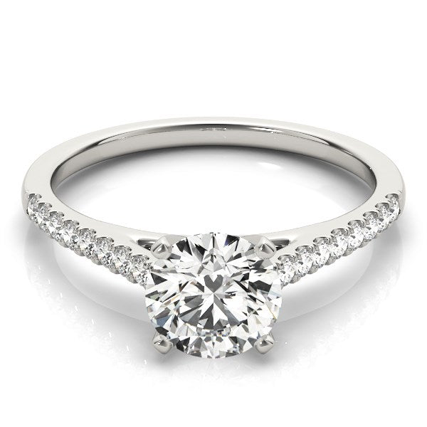 (1 5/8 cttw) Pronged Round Diamond Engagement Ring - 14k White Gold