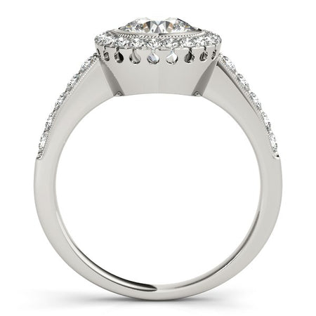 (1 3/8 cttw)  Pave Style Diamond Engagement Ring - 14k White Gold
