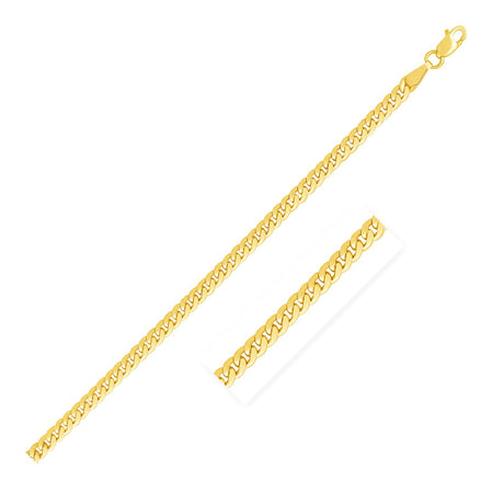 2.6mm Classic Solid Miami Cuban Chain - 14k Yellow Gold