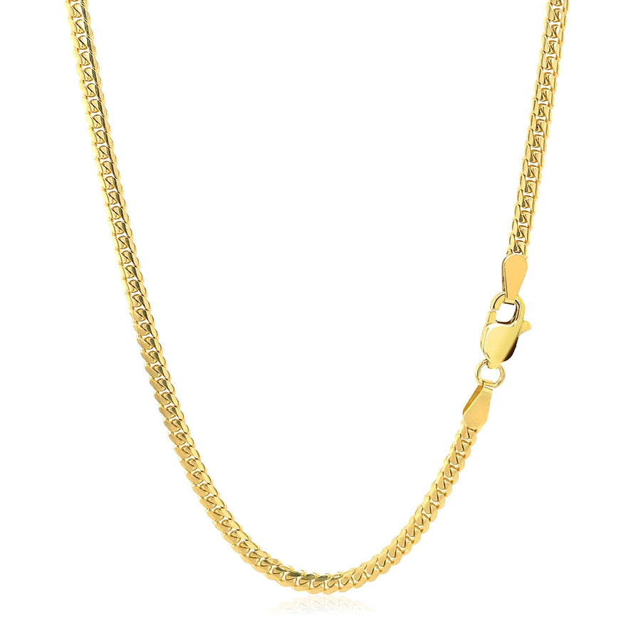 2.6mm Classic Solid Miami Cuban Chain - 14k Yellow Gold