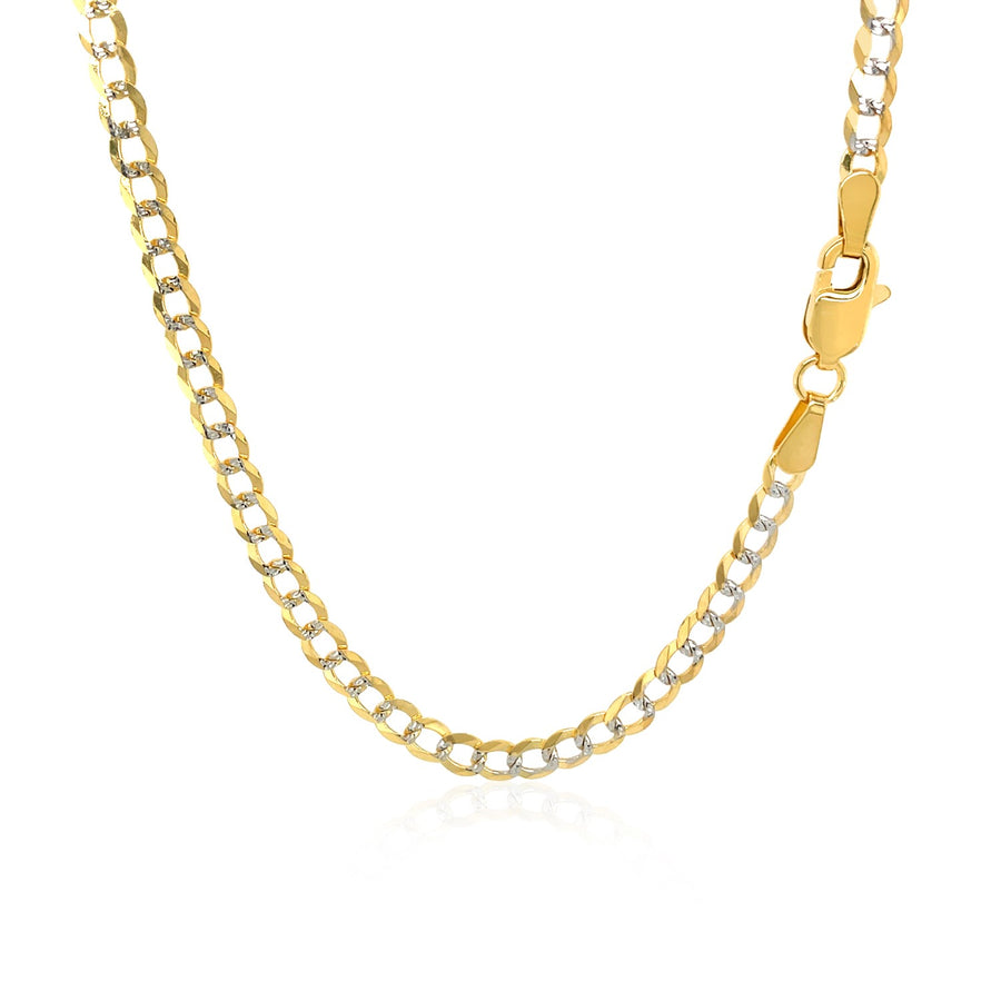3.2 mm Pave Curb Chain - 14k Two Tone Gold