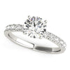 (1 1/3 cttw) Single Row Shank Round Diamond Engagement Ring - 14k White Gold