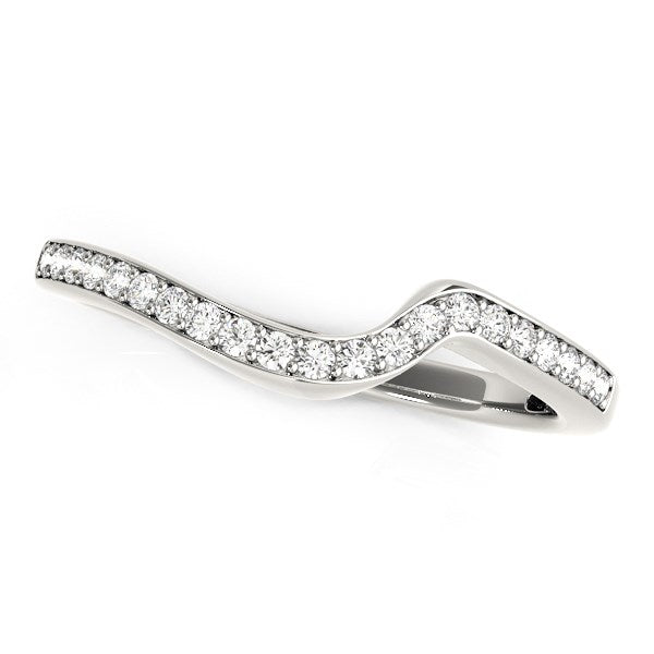 (1/5 cttw) Modern Curved Wedding Ring - 14k White Gold