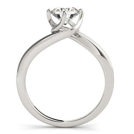 (1 cttw) Bypass Style Solitaire Round Diamond Engagement Ring - 14k White Gold