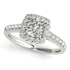 (3/4 cttw) Square Outer Shape Round Diamond Engagement Ring - 14k White Gold
