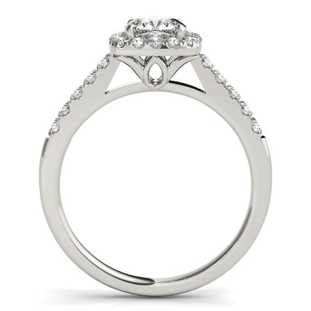 (3/4 cttw) Square Outer Shape Round Diamond Engagement Ring - 14k White Gold