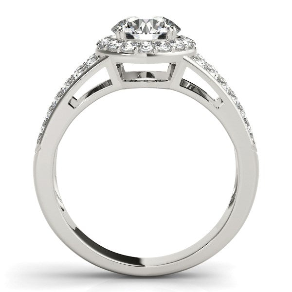 (1 1/2 cttw) Round Split Shank Style Diamond Engagement Ring - 14k White Gold