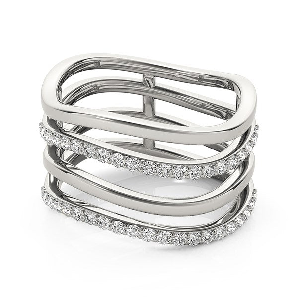 (3/8 cttw) Multiple Band Design Ring W/ Diamonds - 14k White Gold
