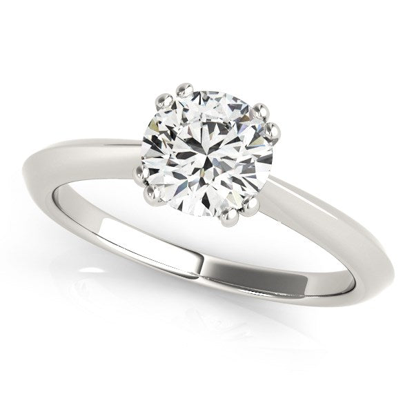 (1 cttw) Double Prong Set Solitaire Diamond Engagement Ring - 14k White Gold