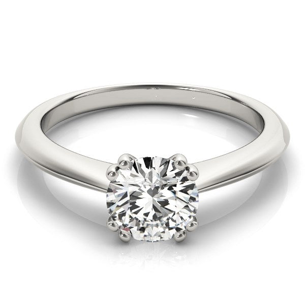 (1 cttw) Double Prong Set Solitaire Diamond Engagement Ring - 14k White Gold