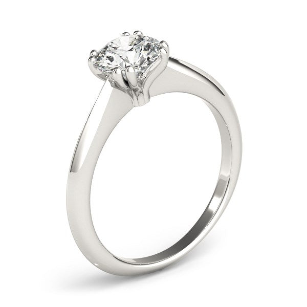 (1 cttw) Double Prong Set Solitaire Diamond Engagement Ring - 14k White Gold