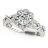 (1 5/8 cttw) Flower Motif Split Shank Diamond Engagement Ring - 14k White Gold