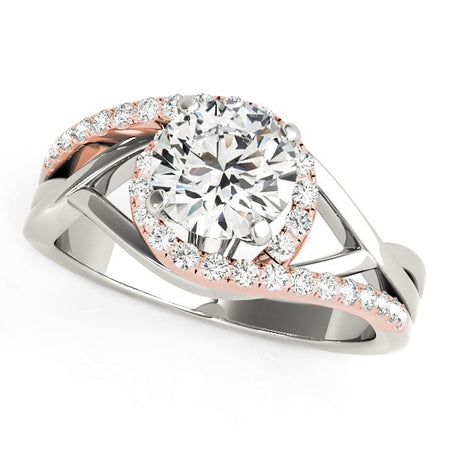 (1 1/4 cttw) Bypass Diamond Engagement Ring - 14k White And Rose Gold