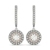 (3/4 cttw) Drop Diamond Earrings W/ A Halo Design - 14k White And Rose Gold