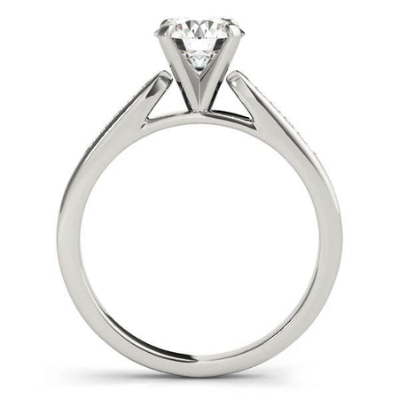 (1 cttw) Single Row Diamond Engagement Ring - 14k White Gold