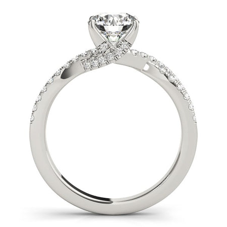 (1 1/4 cttw) Fancy Prong Split Shank Diamond Engagement Ring - 14k White Gold