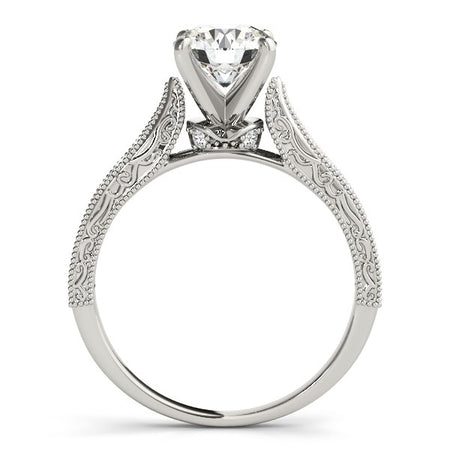 (1 5/8 cttw) Antique Design Diamond Engagement Ring - 14k White Gold