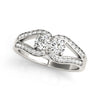 (3/4 cttw) Two Stone Split Shank Design Diamond Ring - 14k White Gold