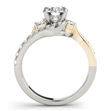 (1 1/2 cttw) Round Bypass Diamond Engagement Ring - 14k White And Yellow Gold