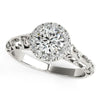 (5/8 cttw) Halo Antique Style Round Diamond Engagement Ring - 14k White Gold
