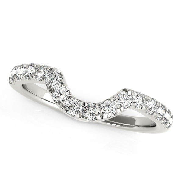 (3/8 cttw) Curved Diamond Wedding Band - 14k White Gold