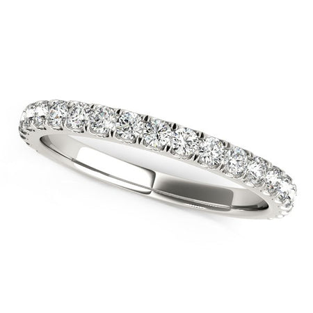 (3/8 cttw) Round Pave Setting Diamond Wedding Band - 14k White Gold