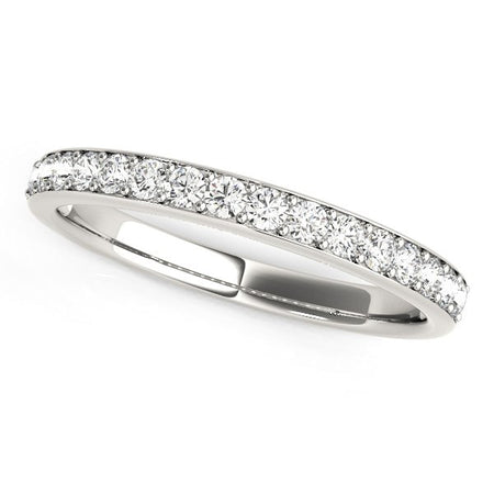 (1/3 cttw) Prong Set Wedding Band W/ Diamonds - 14k White Gold