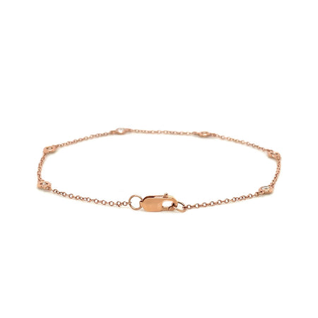 7 inch Bracelet W/ Diamond Stations - 14k Rose Gold