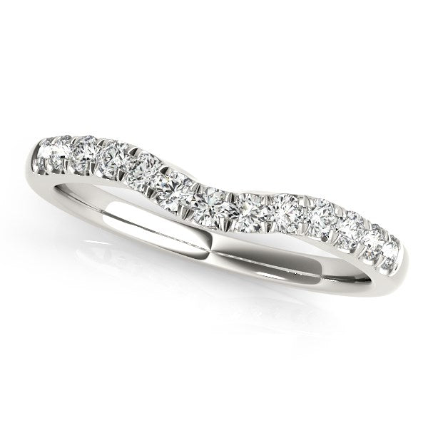 (1/4 cttw) Diamond Curved Design Wedding Band - 14k White Gold