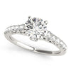 (1 3/8 cttw) Scalloped Single Row Band Diamond Engagement Ring - 14k White Gold