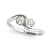 (1/2 cttw) Bezel Set Curved Band Two Stone Diamond Ring - 14k White Gold