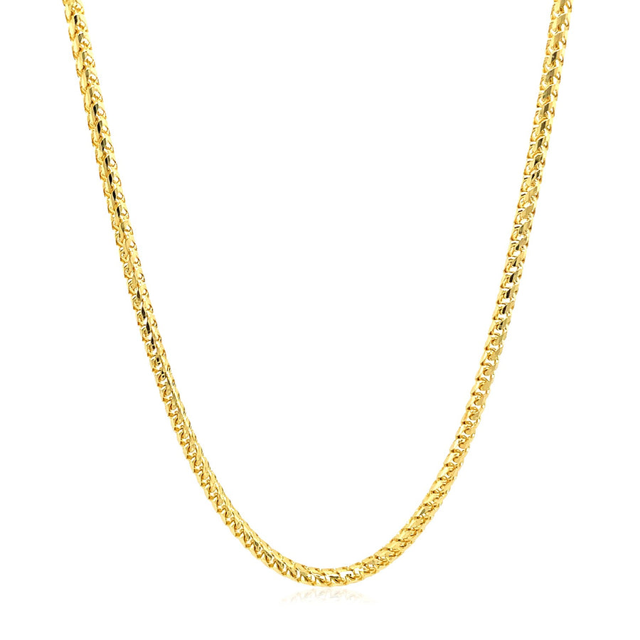 2.2mm 14k Yellow Solid Gold Diamond Cut Round Franco Chain