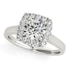 (1 1/3 cttw) Square Shape Border Diamond Engagement Ring - 14k White Gold
