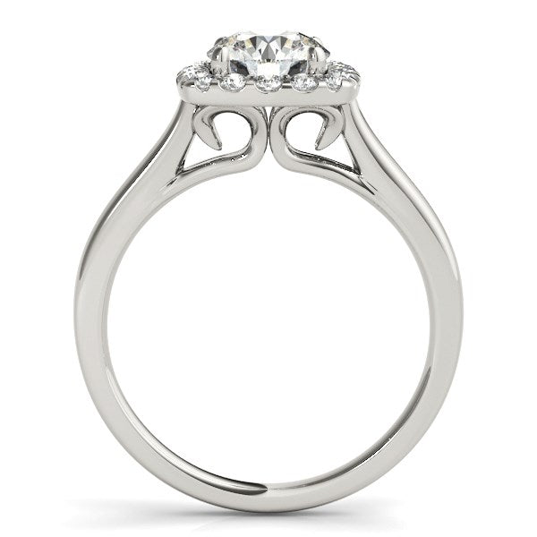 (1 1/3 cttw) Square Shape Border Diamond Engagement Ring - 14k White Gold