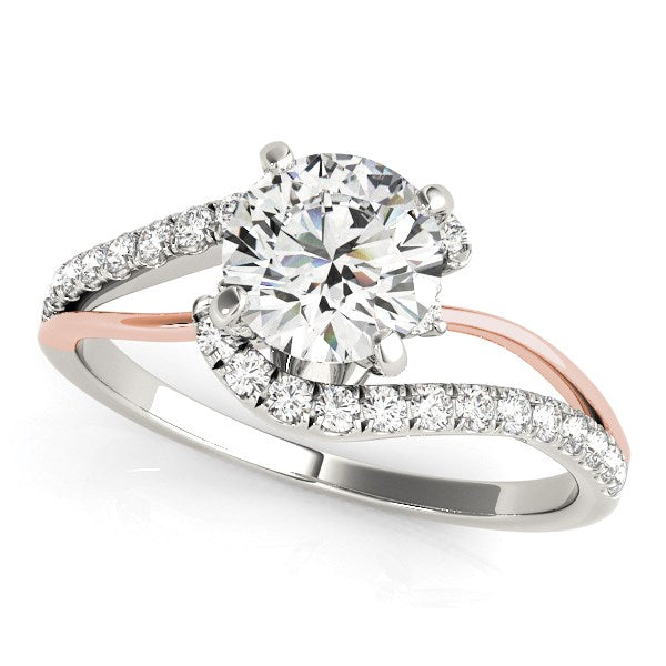 (1 1/3 cttw) Bypass Shank Diamond Engagement Ring - 14k White And Rose Gold