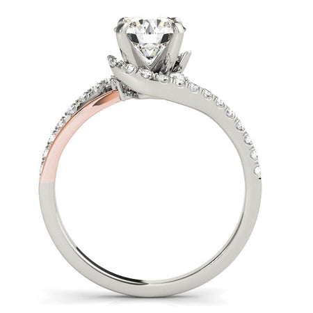 (1 1/3 cttw) Bypass Shank Diamond Engagement Ring - 14k White And Rose Gold